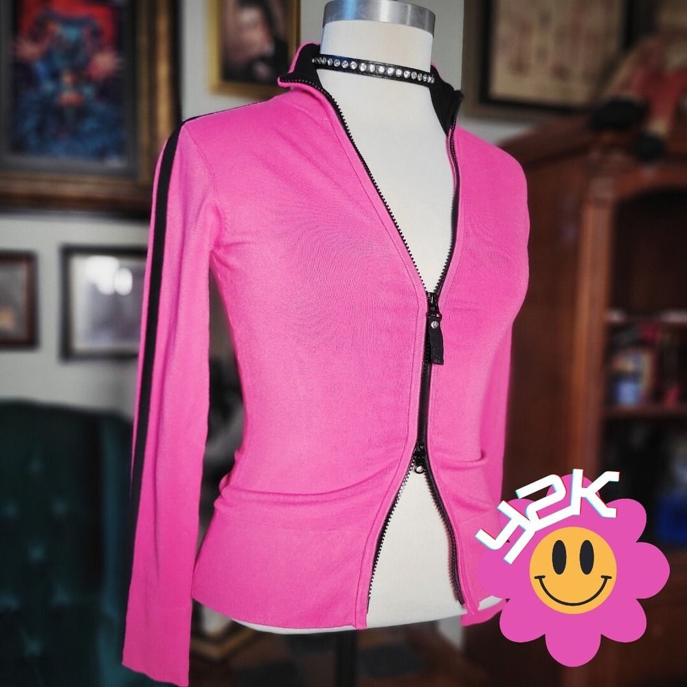 Bebe Sports Athletic Sweater Vintage Y2K Pink New With Tags Rare Women's 2000s